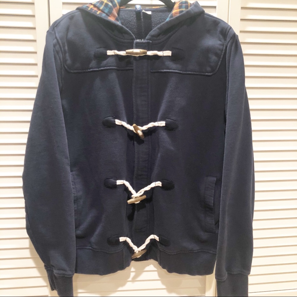 Divided Zip Hoodie with Toggle Buttons